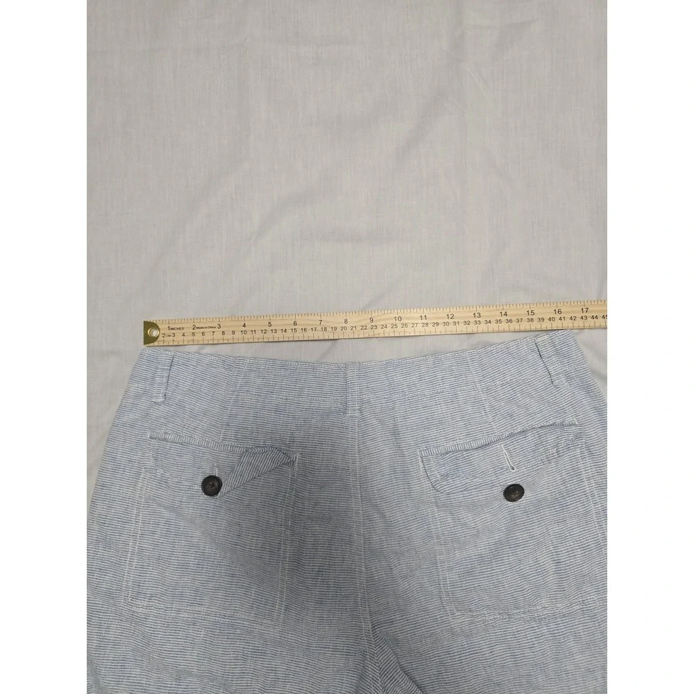 J Crew Shorts Mens 34 Blue White‎ Striped Linen Cotton Summer Casual Lightweight